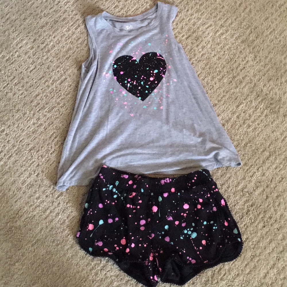Justice 2 pack tank/tee and matching shorts